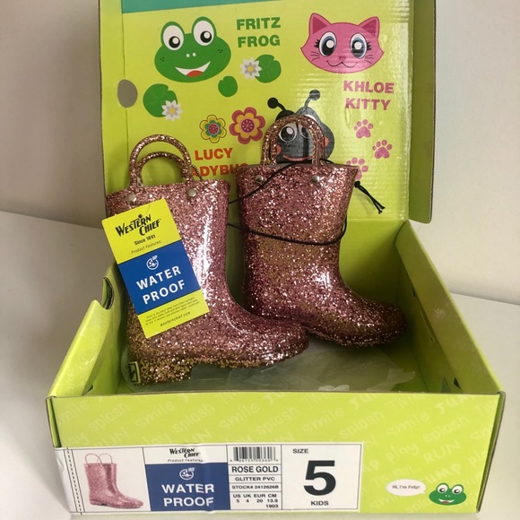 Western Chief Rose Gold Rain Boots Toddler Size 5. - Picture 2 of 4